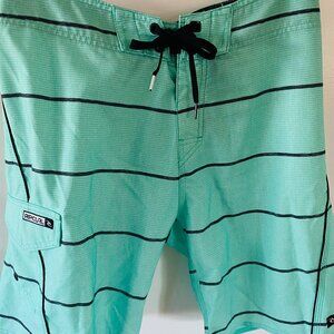 Rip Curl Mirage Board Shorts, Mint with Charcoal Stripes, Size 30